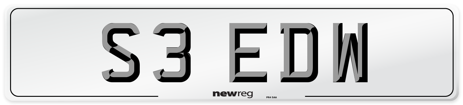 S3 EDW Number Plate from New Reg